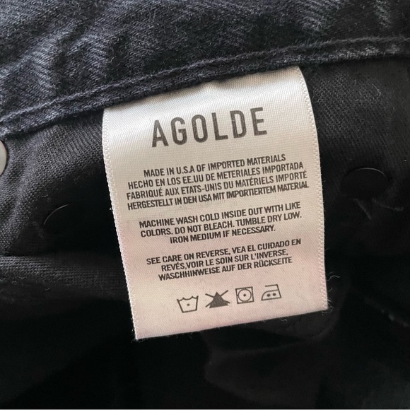 AGOLDE Feverish Black Distressed High Rise Criss Cross Straight Leg Jeans NWT 27 - Picture 12 of 12